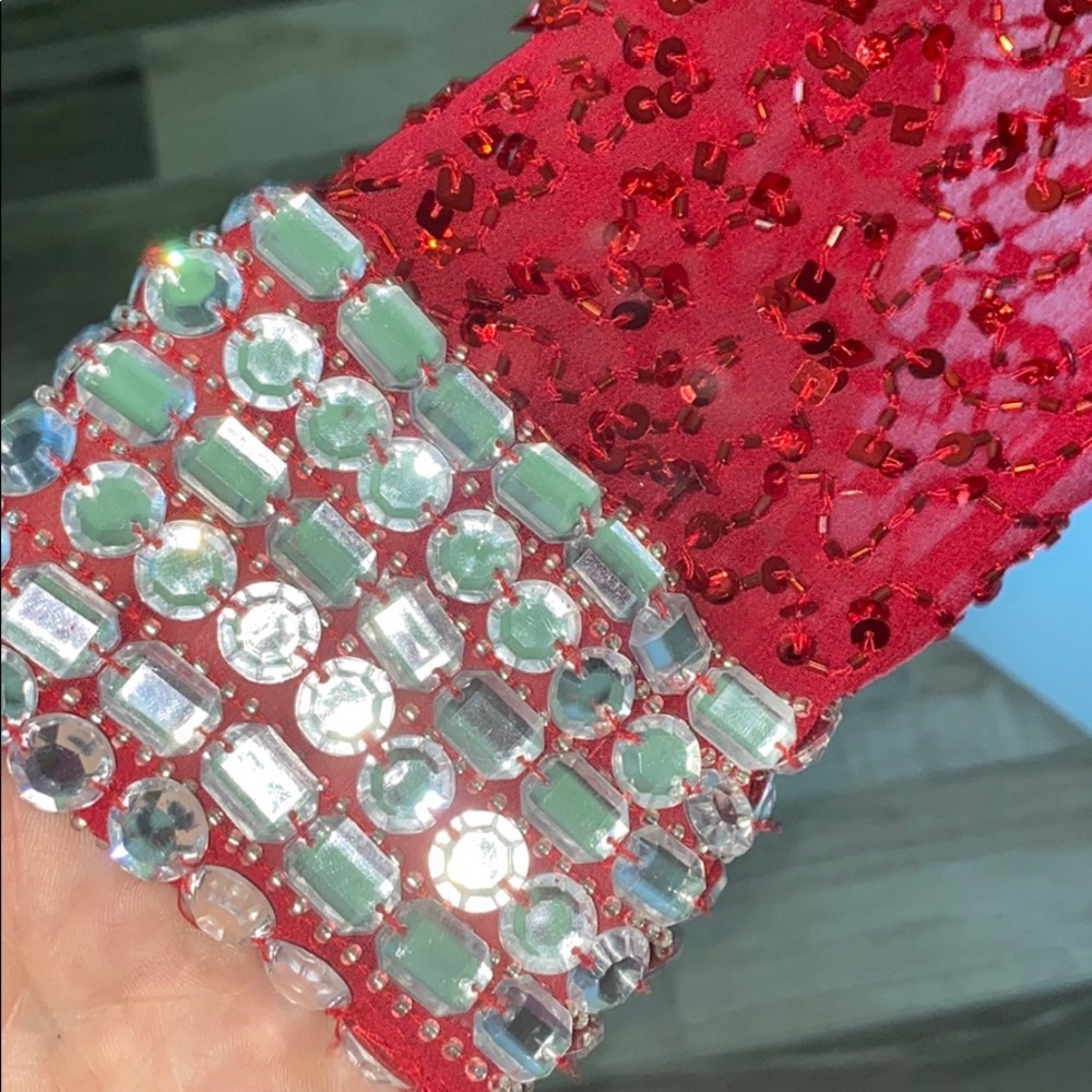 One ShoulderJewel/Sequin Red Cocktail/Holiday Dress! sz 4 - Picture 3 of 6